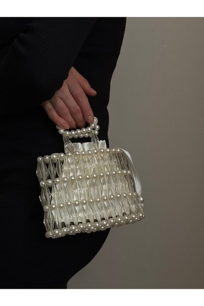 vivozza Vintage Retro Pearl Bead Pearled Crystal Pearled Bag Evening Dress Bag Bridal Bag Wedding Bag
