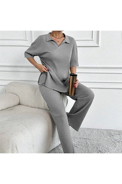 Alisim Wide Twill Polo Collar Short Sleeve Suit