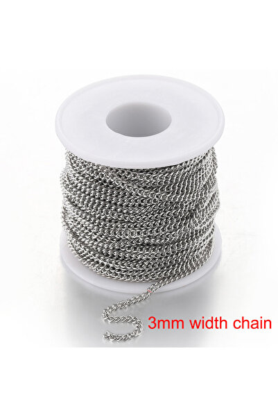 Choice3 سلسلة قلادة من الفولاذ المقاوم للصدأ بسمك 3 مم، 2 متر/مجموعة، لا تتلا...