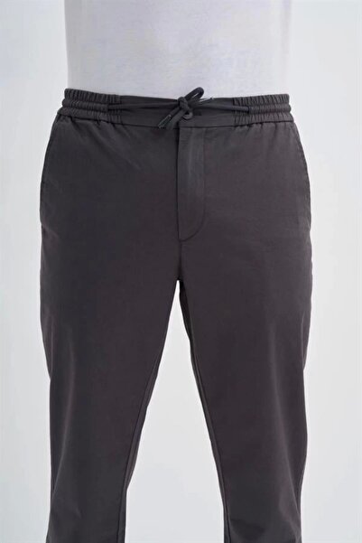 Cazador 0004 Button Closure Jogger Men's Trousers with Elastic Waist and Legs Anthracite