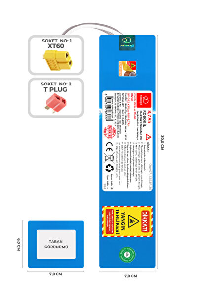 ROBOGİL Onvo OV-012 X Plus 48V 8,7Ah 13S3P Uyumlu Scooter Pili / Bataryası On...