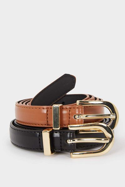 DeFacto Women's Faux Leather 2-Piece Casual Belt F1904Axns