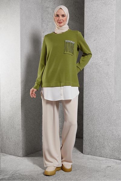 Alvina 45153 Model Garnished Tracksuit Tunic