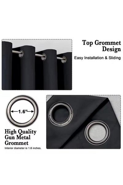 Generic 2-Piece Blackout Window Curtain Set Black 51x39inch