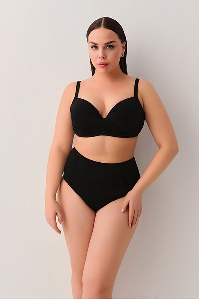 SUWEN Twisted Front Corset Underwire Gathering Bikini Top