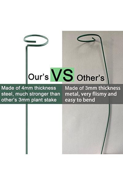 COOYA مجموعة من 10 أوتاد دعم للنباتات مع 20 مشبكًا نباتيًا لسيقان الطماطم والزنبق والفاوانيا والورد