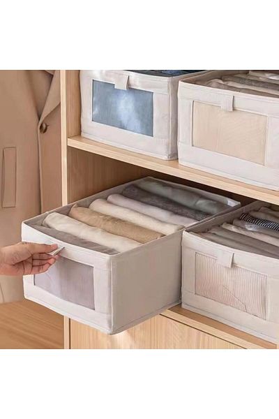 Generic 3 Pack Foldable Wardrobe Organizer Washable Wardrobe Organizer with Handle Cube Storage Box