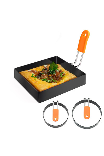 Yelajoy 3-piece stainless steel omelette mold,scald-proof silicone handle,non-stick,BPA-free,easy to clean