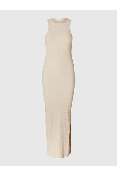 Selected Femme Maxikleid Rippmuster Baumwoll