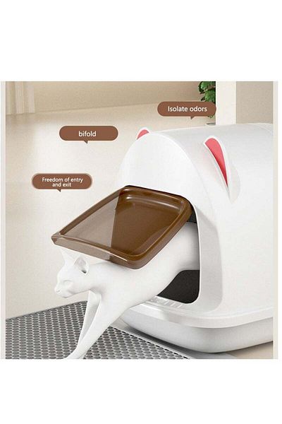 COOYA Clamshell Litter Box, With Top Recess, Non-slip, durable, odorless, 66.8 47.9 49.5cm, for cats