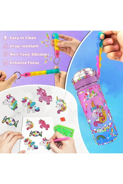 Arabest Water Bottle Decorate Kits,With Bottle,Unicorns & Mermaids Diamond Stickers,Designs Your Own Bottle