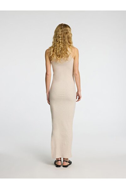 Selected Femme Maxikleid Rippmuster Baumwoll