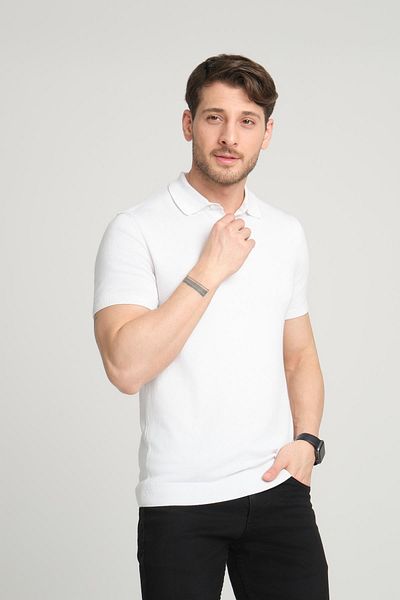 ALEXANDERGARDI Tricou cu guler polo din țesătură mercerizată, alb (EZE TS POLO 00)