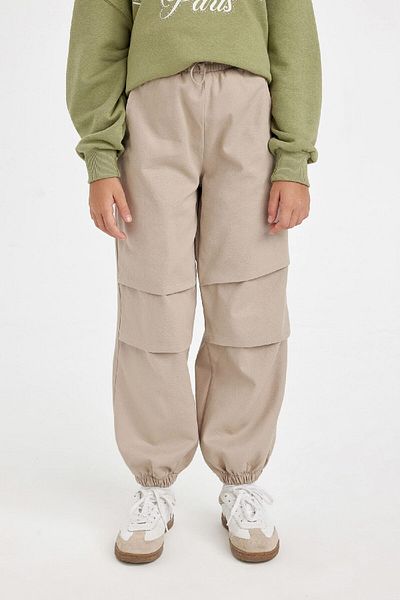 DeFacto Girl's Cotton Parachute Trousers - Elastic Waist and Legs, Pockets C8776A824Au