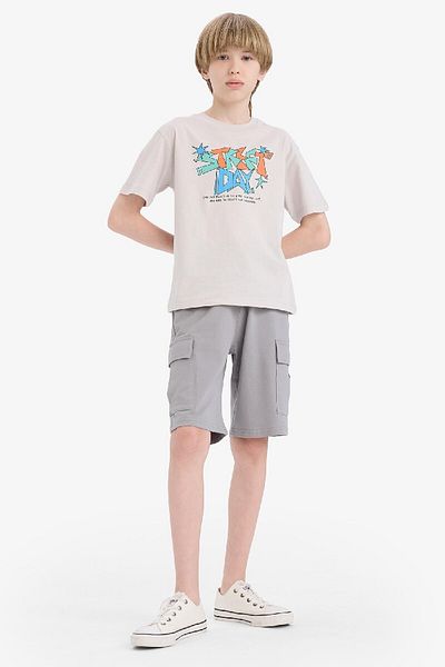 DeFacto Boy's Elastic Waist Cargo Pocket Shorts B5868A825Hs