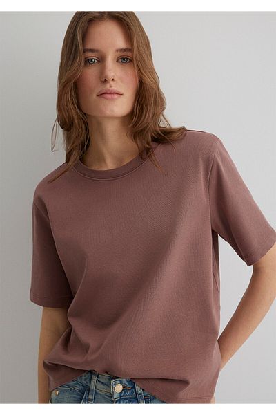 Mavi Braunes Basic-T-Shirt mit normaler Passform 1613110 -70387