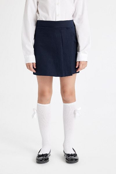 DeFacto Dívčí školní sukně Gabardine Navy Blue s plisovanými šortkami A1927a824au