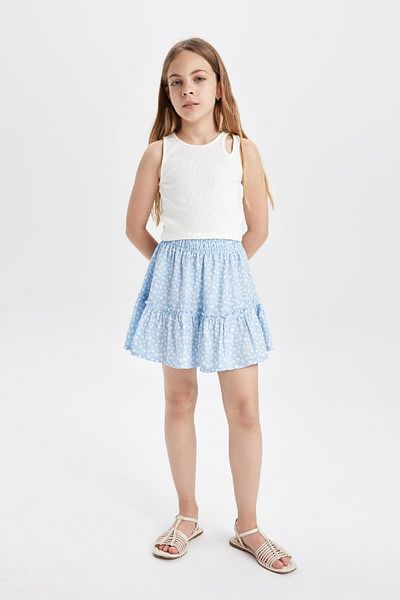 DeFacto Fusta Fata din Viscoza - Model Floral, B4459A824SM
