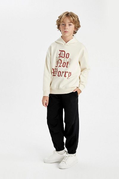 DeFacto Boy's Black Jogger Sweatpants - Elastic Waist and Pocket 25K 801004348