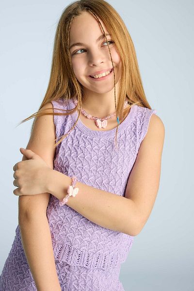 DeFacto Girl's Butterfly Necklace Bracelet Set E8093A8Ns