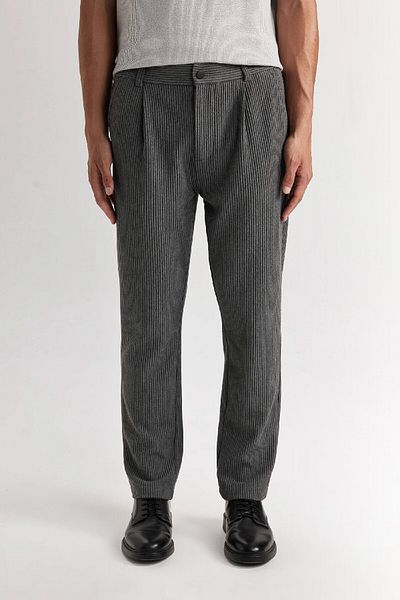 DeFacto Anthracite Regular Fit Tailored Trousers - Straight Leg Pocket D3704Ax24Au