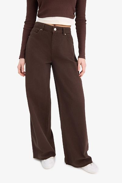 DeFacto Weites Bein Gabardine Palazzo Hose Weites Bein Normale Taille Standardlänge Taschen E4381ax25sp