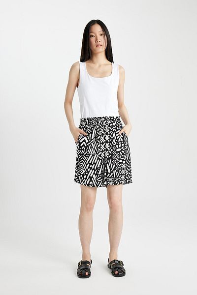 DeFacto Viskose-Shorts mit hohem Bund und weitem Bein, gemustert L7411AZ24HS