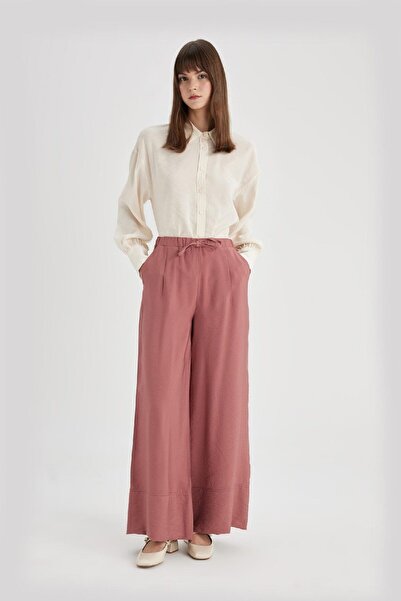 DeFacto Wide Leg Geniş Paça Beli Lastikli Cepli Palazzo Pantolon C2161ax24sm