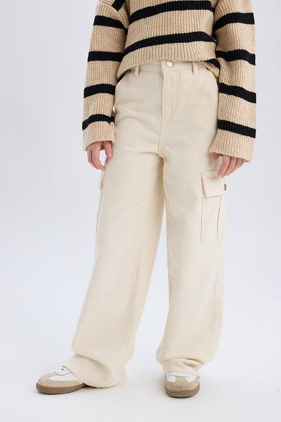DeFacto Girls Wide Leg Cargo Wide Leg Jean Pants D7097A825Sp