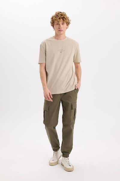 DeFacto Textured Jogger Pants - Regular Fit, Lace-Up Waist, Cargo Pocket E0884Ax24Wn