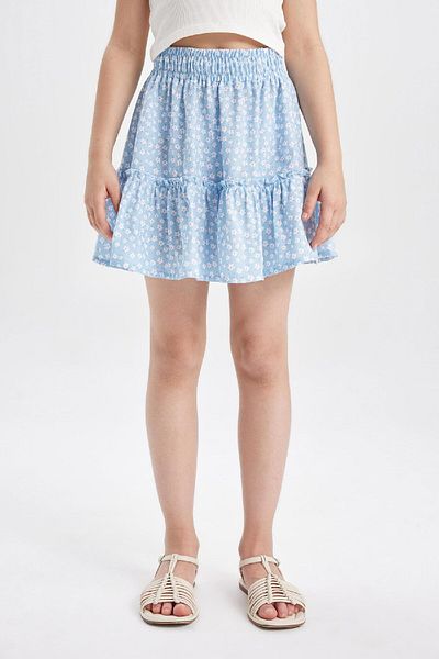 DeFacto Fusta Fata din Viscoza - Model Floral, B4459A824SM