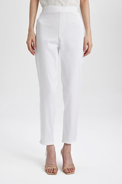 DeFacto Μαύρο σατέν παντελόνι τσιγάρο - ελαστική μέση, ίσιο πόδι J8743az24sm