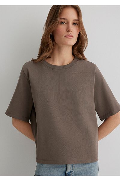 Mavi Braunes Basic-T-Shirt mit lockerer Passform / lockerer, entspannter Passform 1613077 -83866