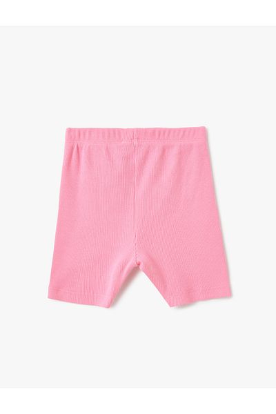 Koton Cotton Elastic Detailed Ribbed Basic Short Leggings