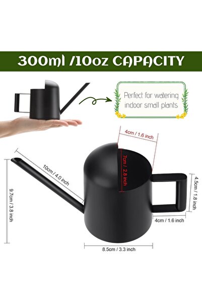 Arabest Small Watering Can for Indoor Plants, 10oz/300ml Stainless Steel Blac...