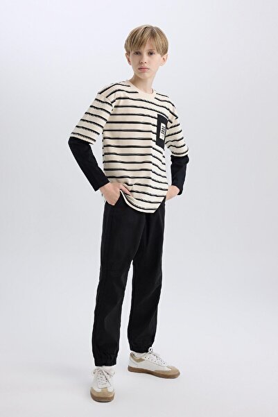 DeFacto Erkek Çocuk Jogger Fit Jogger Paça Gabardin Pantolon B6713A825SM