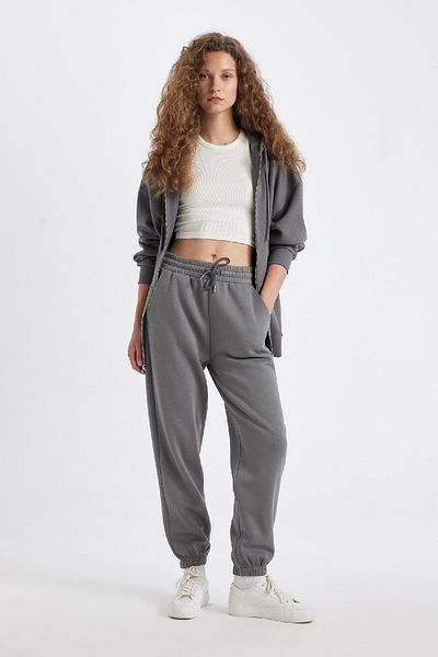 DeFacto Thick Jogger Sweatpants - Elastic Waist, Solid Tall S7370Az24Wn