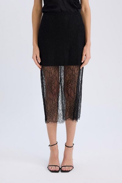 DeFacto Slim Fit Slim Fit lemovaná midi čipková sukňa E0465Ax24Au