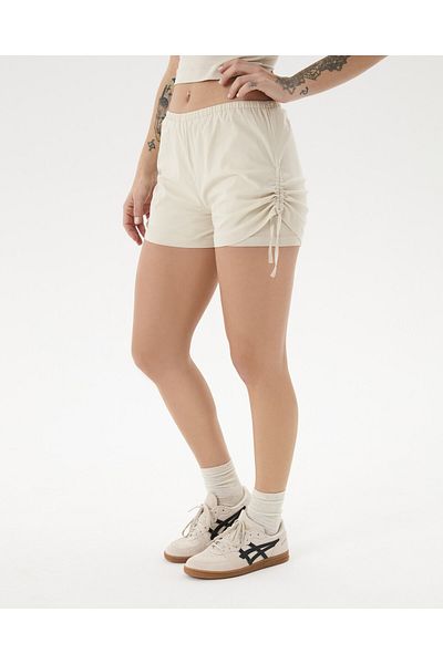 Ayma Active Cream Double Layer Drawstring Shorts