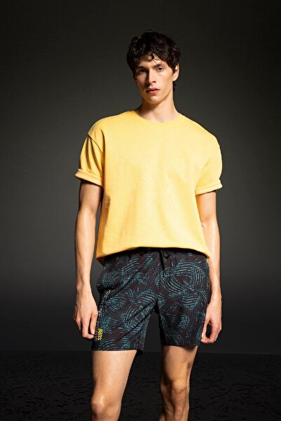 DeFacto Fit Regular Fit Bedruckte, dehnbare, strukturierte, kurze Badeshorts A4185ax24hs