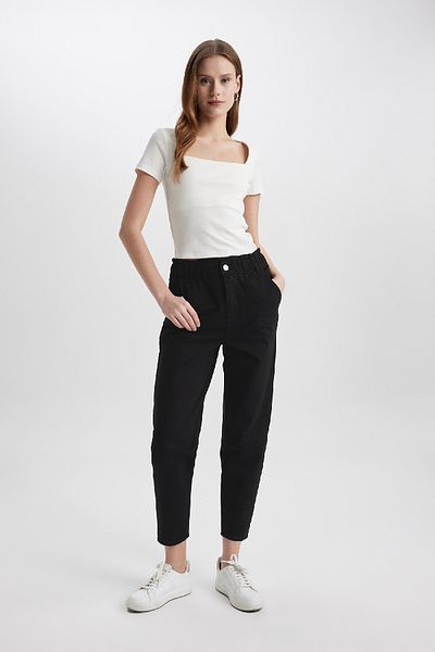 DeFacto Paperbag Gabardine Pants with High Waist Pockets - S2790Az24Sm