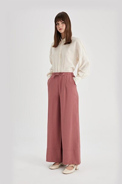 DeFacto Wide Leg Geniş Paça Beli Lastikli Cepli Palazzo Pantolon C2161ax24sm