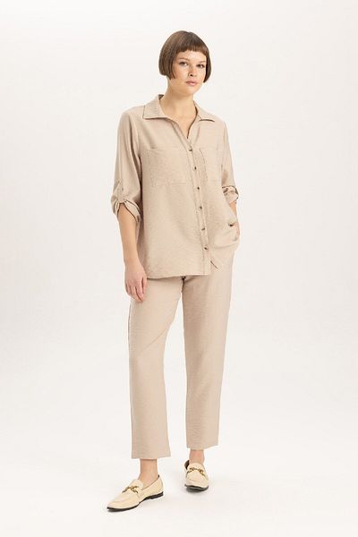 DeFacto Jogginghose im Leinen-Look mit Taschen, hoher Taille und geradem Bein R0433az24sm