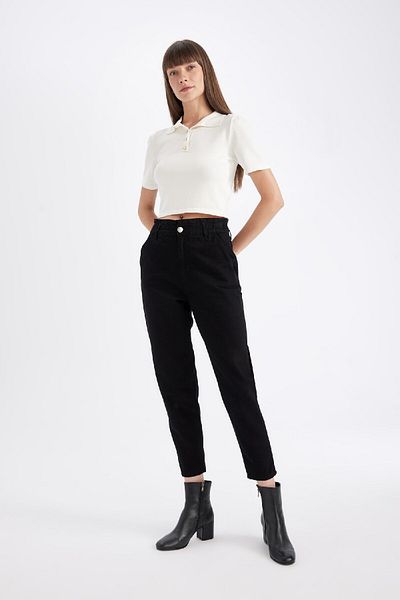 DeFacto Gabardine Pants with High Waist Pockets - Basic Straight Leg S2790Az24Wn