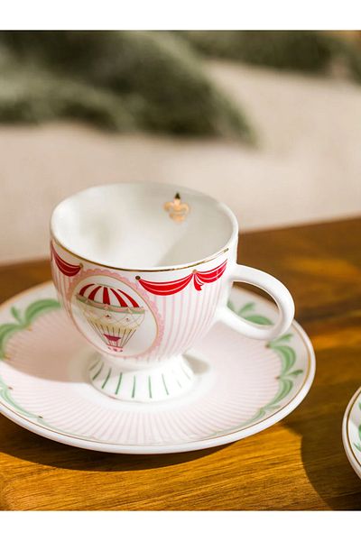 LC Waikiki Lcw Home Mixed Printed 2-Person Porcelain Coffee Cup Set