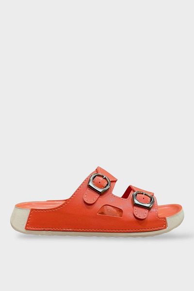 Liger Anatomical Comfortable Women's Slippers - Double Banded, Buckle, Pomegranate Flower Patterned Nar