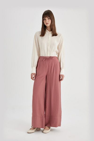 DeFacto Wide Leg Wide Leg Elastic Waist Pocket Trousers C2161Ax24Sm