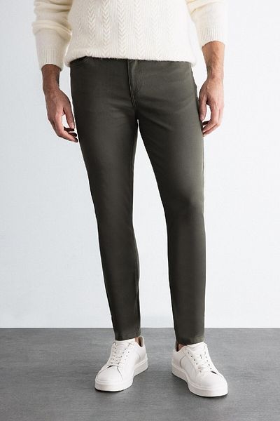 DeFacto Chino-Canvas-Hose, schmale Passform, schmale Passform, Baumwolle, flexibel, schmales Bein, Tyc65989df06b5bd10