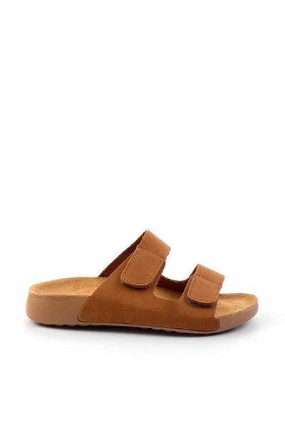 Bambi Γυναικείες παντόφλες από γνήσιο δέρμα Tan Nubuck - K 04819011101