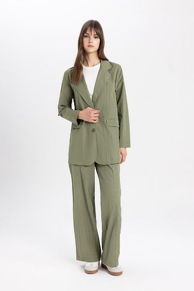 DeFacto Wide Leg Wide Leg Parachute Fabric Palazzo Trousers with Pockets Basic Straight Cargo Pockets C2149Ax24Sp